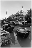 Fishing boats, Cam Kim Village. Hoi An, Vietnam ( black and white)