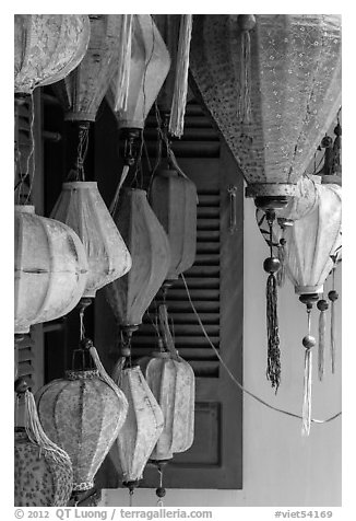Lanterns for sale. Hoi An, Vietnam (black and white)