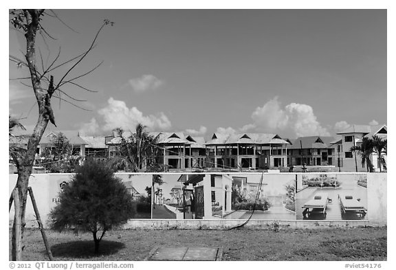 Real estate waterfront development. Da Nang, Vietnam (black and white)