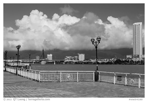 Riverfront. Da Nang, Vietnam (black and white)