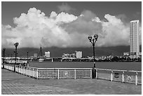 Riverfront. Da Nang, Vietnam (black and white)