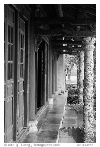 Walls and columns, imperial citadel. Hue, Vietnam (black and white)