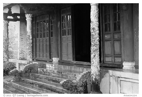 Backside of Palace of Supreme Peace, citadel. Hue, Vietnam (black and white)