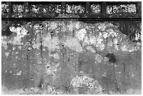 Wall with bullet holes from 1968 Tet Offensive fighting, citadel. Hue, Vietnam (black and white)