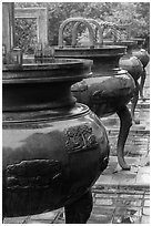 Row of urns, imperial citadel. Hue, Vietnam (black and white)