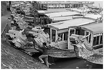 Dragon boats. Hue, Vietnam ( black and white)