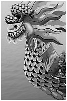 Prow of dragon boat. Hue, Vietnam ( black and white)