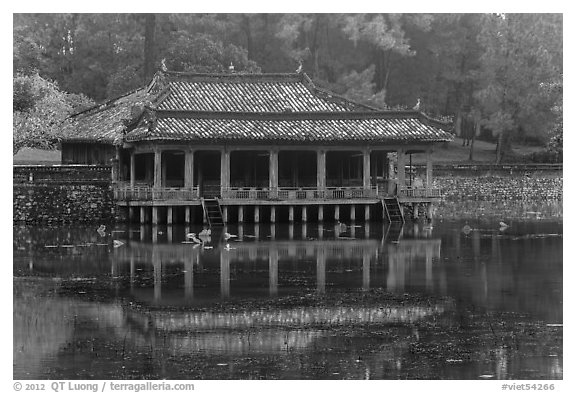 Xung Khiem Pavilion, Tu Duc Mausoleum. Hue, Vietnam (black and white)