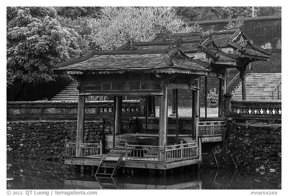 Du Khiem Pavilion, Tu Duc Mausoleum. Hue, Vietnam (black and white)