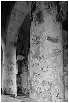 Columns in Stele Pavilion, Tu Duc Mausoleum. Hue, Vietnam (black and white)