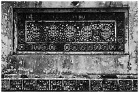 Row of Longevity chinese characters, Tu Duc Tomb. Hue, Vietnam (black and white)