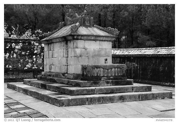 Tomb of Emperor Tu Duc, Tu Duc Mausoleum. Hue, Vietnam (black and white)