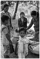 Canal side donut stand, Thanh Toan. Hue, Vietnam ( black and white)