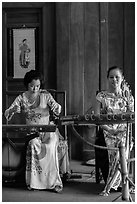 Traditional musicians, Temple of the Litterature. Hanoi, Vietnam ( black and white)