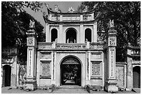 Entrance gate, Temple of the Litterature. Hanoi, Vietnam (black and white)