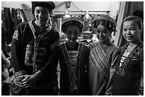 Water puppet artists backstage, Thang Long Theatre. Hanoi, Vietnam (black and white)