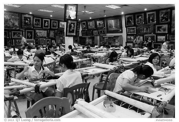 Silk embroidery factory. Vietnam (black and white)