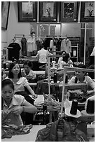 Women in sewing factory. Vietnam (black and white)