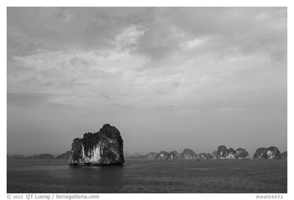 Limestone islets. Halong Bay, Vietnam (black and white)