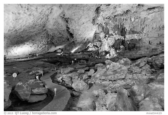 Pathway, Sung Sot (Surprise) Cave. Halong Bay, Vietnam (black and white)