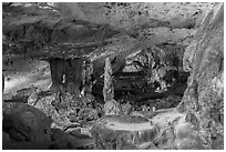 Multicolored lights, Surprise Cave. Halong Bay, Vietnam (black and white)