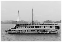 Indochina Sails tour boat. Halong Bay, Vietnam ( black and white)