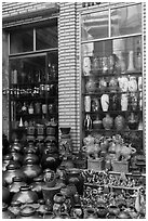 Storefront with ceramic vases. Bat Trang, Vietnam (black and white)