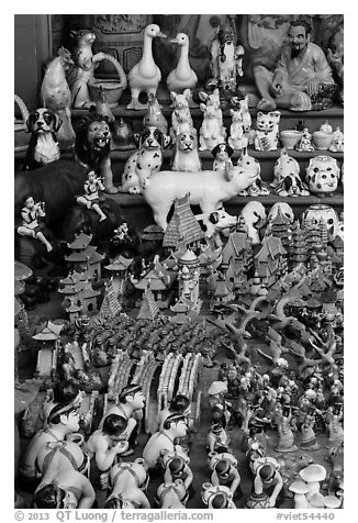 Ceramic craft medley. Bat Trang, Vietnam (black and white)