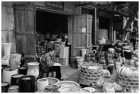 Ceramic stores. Bat Trang, Vietnam (black and white)