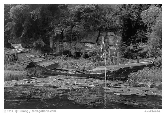 Sunken boats, Trang An. Ninh Binh,  Vietnam