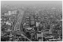 West Lake district from above at dusk. Hanoi, Vietnam (black and white)