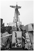 Wreckage of downed B52 bomber. Hanoi, Vietnam ( black and white)