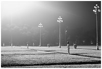 Guards lined up in Ba Dinh Square. Hanoi, Vietnam ( black and white)