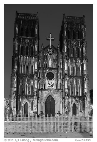 Cathedral St Joseph at night. Hanoi, Vietnam