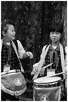 Children band musicians. Hanoi, Vietnam (black and white)