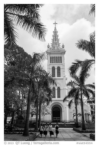 Cho Quan Church and students walking, district 5. Ho Chi Minh City, Vietnam