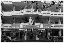 School facade, district 5. Ho Chi Minh City, Vietnam (black and white)