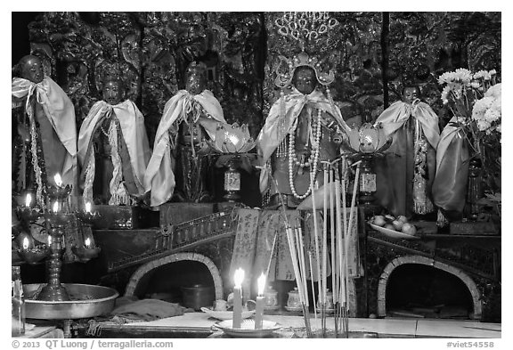 Kim Hoa Thanh Mau, Jade Emperor Pagoda, district 3. Ho Chi Minh City, Vietnam (black and white)