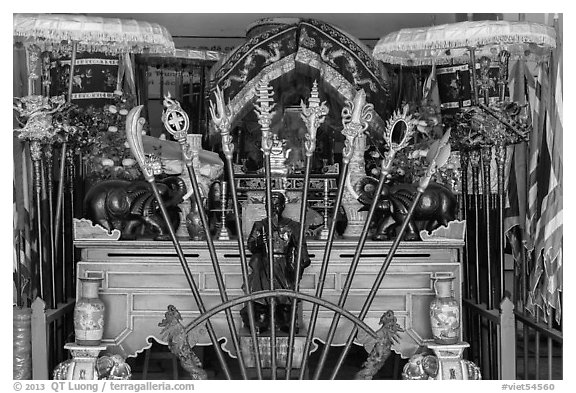 Tran Hung Dao shrine interior. Ho Chi Minh City, Vietnam (black and white)