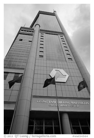 Saigon trade center tower. Ho Chi Minh City, Vietnam (black and white)