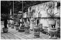 Urns, Le Van Duyet temple, Binh Thanh district. Ho Chi Minh City, Vietnam (black and white)