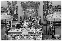 Altar, Le Van Duyet temple, Binh Thanh district. Ho Chi Minh City, Vietnam (black and white)