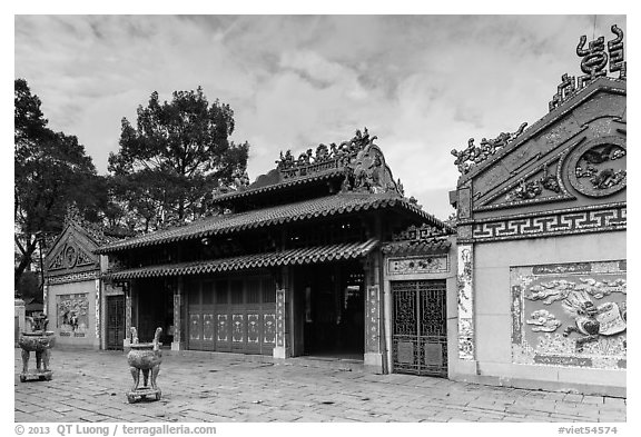 Temple dedicated to Marshal Le Van Duyet , Binh Thanh district. Ho Chi Minh City, Vietnam (black and white)