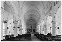 Cho Quan Church interior, district 5. Ho Chi Minh City, Vietnam (black and white)