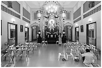 Altar, An Quang Pagoda, district 10. Ho Chi Minh City, Vietnam (black and white)