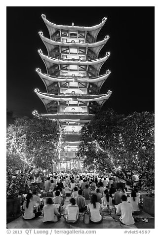 Night Religious service, Quoc Tu Pagoda, district 10. Ho Chi Minh City, Vietnam