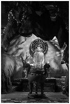 Buddha in grotto, Quoc Tu Pagoda, district 10. Ho Chi Minh City, Vietnam ( black and white)