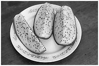 Cut Dragon Fruit. Vietnam ( black and white)