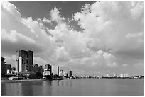 High rises along Saigon River. Ho Chi Minh City, Vietnam (black and white)