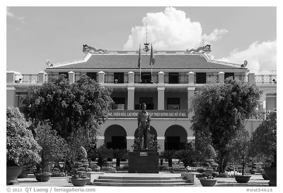 Ho Chi Minh Museum. Ho Chi Minh City, Vietnam (black and white)